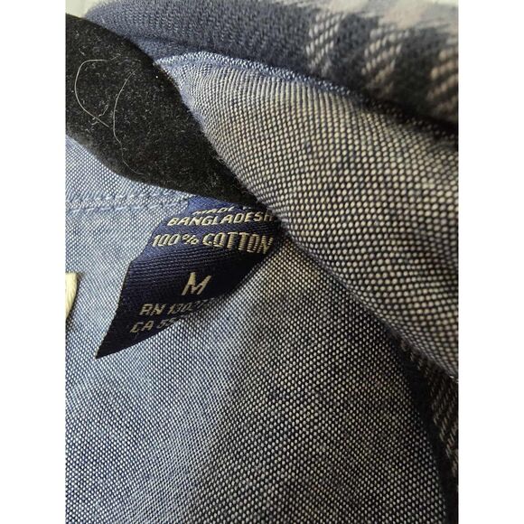 Wrangler Authentics Men’s Flannel Button-Up Shirt – Navy Gray Plaid (Size M) - Picture 5 of 6